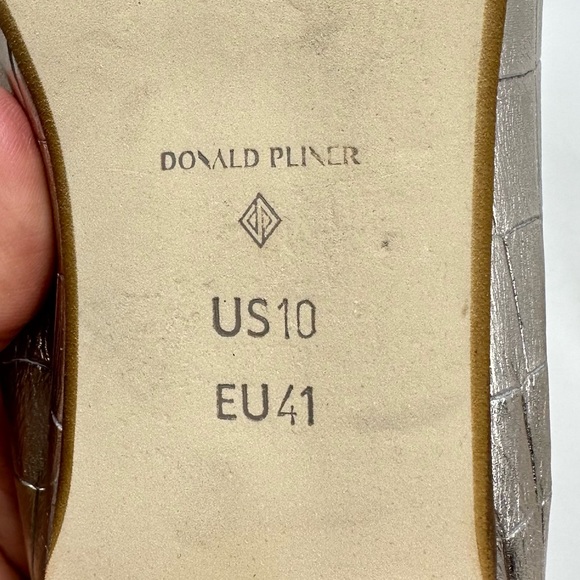 Donald Pliner Balton Metallic Gold Croc-Embossed Leather Loafer - Picture 15 of 15